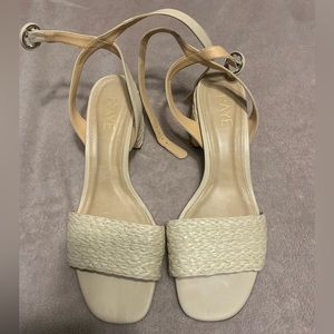RAYE Woven Ankle Strap Heel